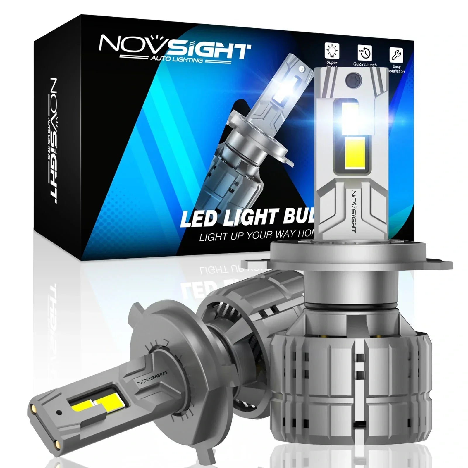 NightEye NOVSIGHT A500-N60 9005/HB3 2PCS 40000LM/Pair Car Headlight LED Bulbs High/Low Beam Kit 6500K Headlamp IP68 Waterproof White Light - Type 9005/HB3 - Biker.Store - www.biker.store