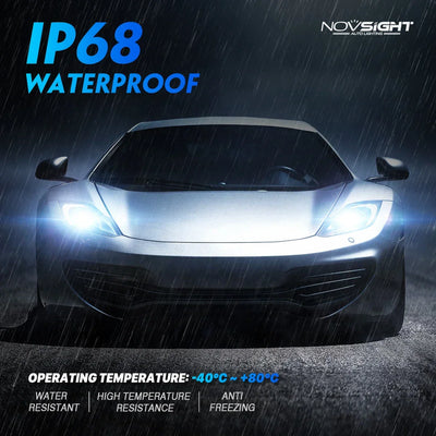 NightEye NOVSIGHT A500-N60 H4 Hi/Lo 2PCS 40000LM/Pair Car Headlight LED Bulbs High/Low Beam Kit 6500K Headlamp IP68 Waterproof White Light - Type H4 - Biker.Store - www.biker.store