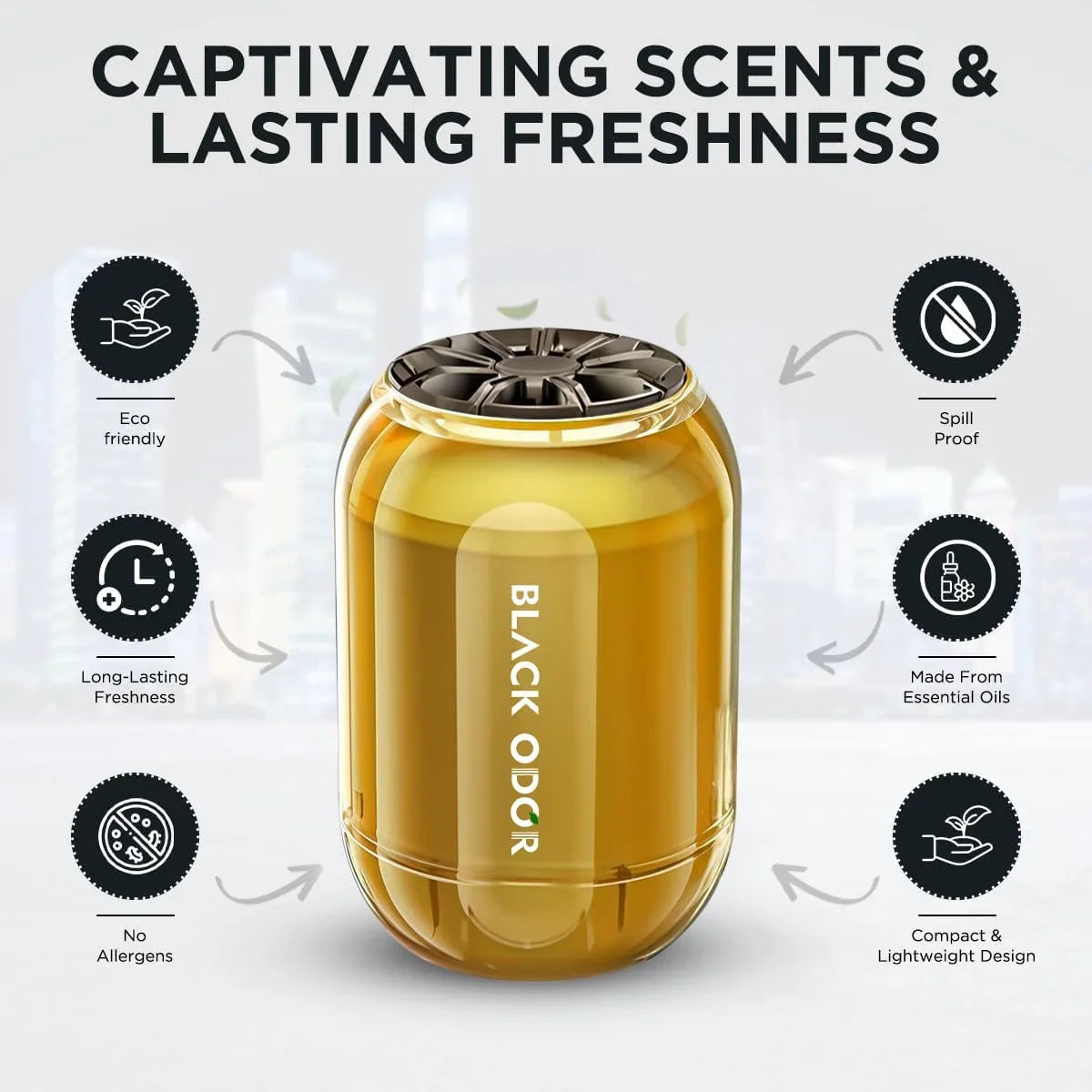 BLACK ODOR BO-8 Lemon Big Size Car Air Freshener – Long-Lasting Natural Oil-Based Fragrance for Car, Home & Office - Biker.Store - www.biker.store