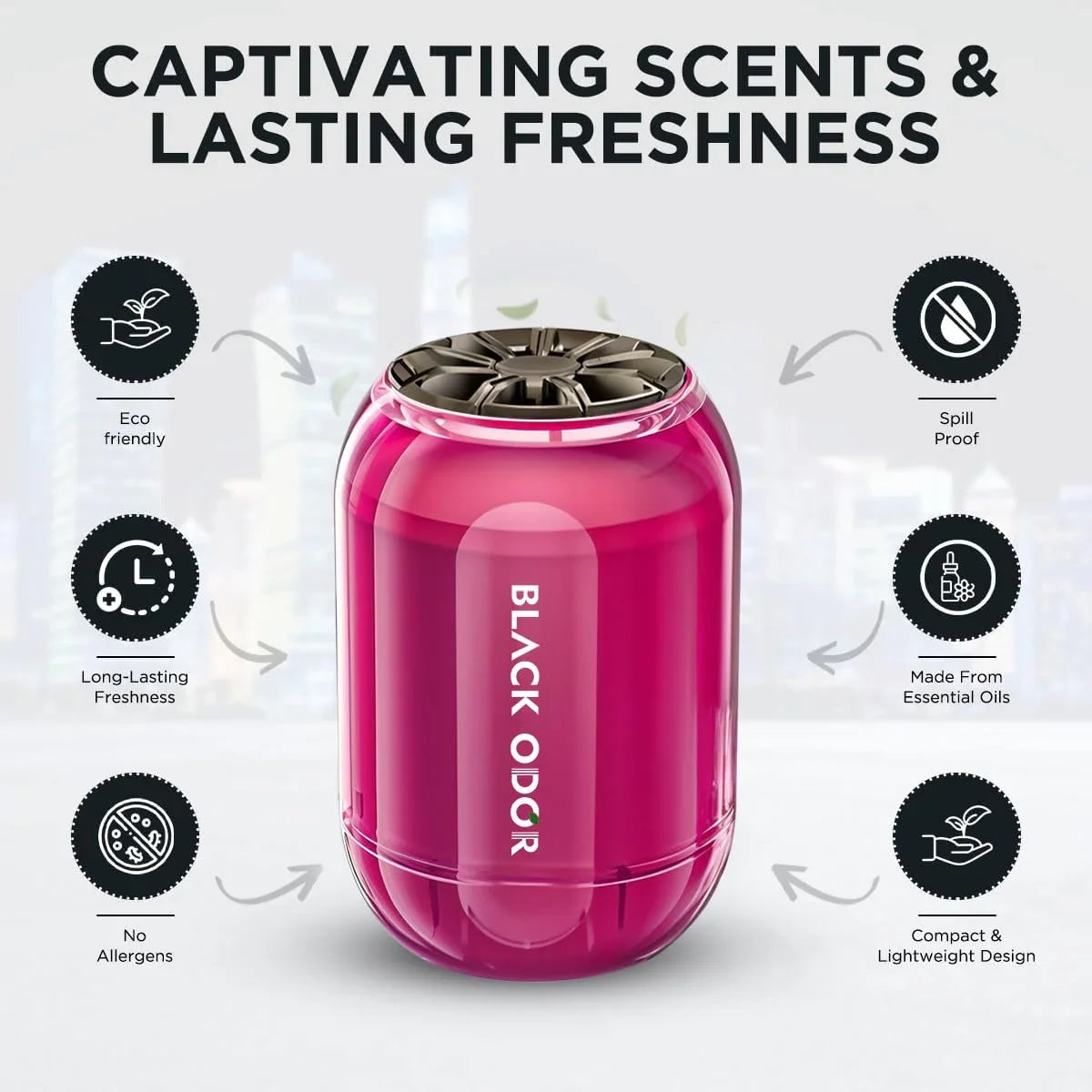 BLACK ODOR BO-8 Rose Dew Big Size Car Air Freshener – Long-Lasting Natural Oil-Based Fragrance for Car, Home & Office - Biker.Store - www.biker.store