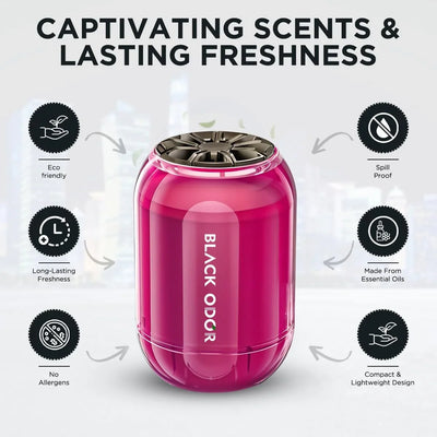 BLACK ODOR BO-8 Rose Dew Big Size Car Air Freshener – Long-Lasting Natural Oil-Based Fragrance for Car, Home & Office - Biker.Store - www.biker.store