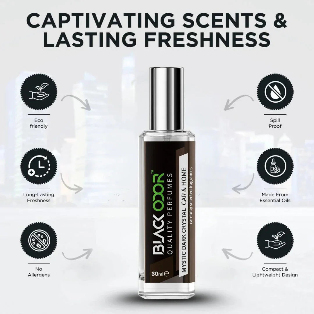 BLACK ODOR BO-34 Mystic Dark Crystal Car Freshener Spray | Natural Long-Lasting Car Air Freshener with Premium Fragrance - Biker.Store - www.biker.store
