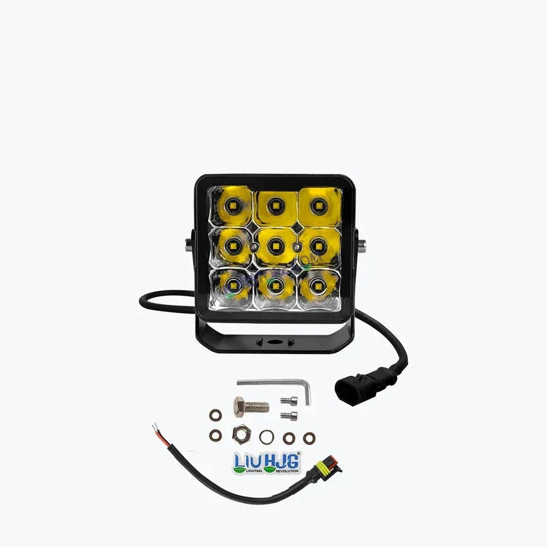 HJG LIU HJG 70W 9 LED Bezel Less Square White Fog Light (9V-36V, DC) Universal for All Vehicles New Model Fog Light HJG 9 LED Bezelless 70W Foglight with Power Adaptor Foglight LED Driving Fog Lights White (1*70W) Universal For All Cars & Bikes, Pack of 1 - Biker.Store - www.biker.store