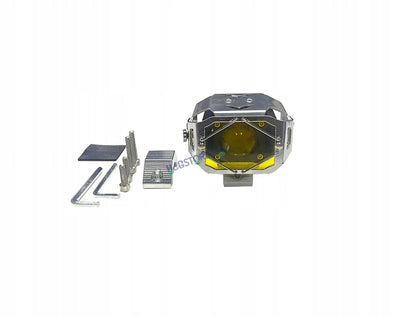 HJG Chrome Transformer Foglight 140W LED Projector with Wiring Kit Slider Yellow Cap Wide Spread White/Yellow 140W 2pc Foglight Ultra Wide Dual Intensity LED Driving Fog Lights 3000K/6500K Universal For All Cars & Bikes, Pack of 2 with Wiring Harness Kit - Biker.Store - www.biker.store