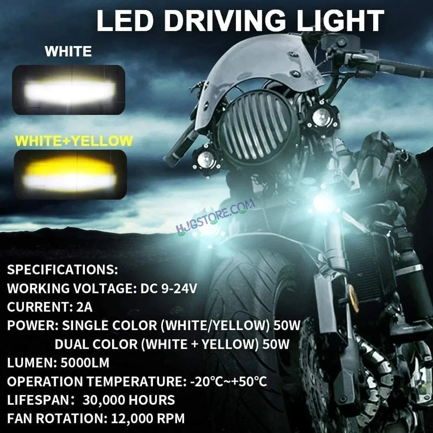 LIUHJG LIU HJG Heavy Mini Drive with Canbus LED Fog Light Bulb Lamp For Cars and Motorcycles Dual Color (White & Yellow) With Cooling Fan 2Pcs with Canbus Wiring - Biker.Store - www.biker.store