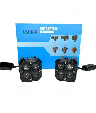 HJG 4X4 Original Devil Eye (3 in 1) Fog Light 120W (Red + White + Yellow) 4 LED Laser Spotlight For Bike/Car/Thar/Jeep (Pair) - Biker.Store - www.biker.store