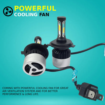 HJG Original Nighteye LED Car Headlight Bulbs with H-4 Fitting COB Chips 6500K White, With 12 months warranty for bike and car (Pack of 2) - Biker.Store - www.biker.store