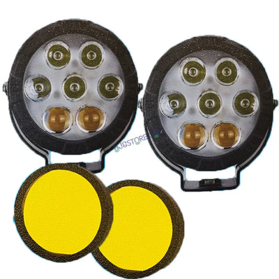 HJG New 7 LED 140W Projector CREE Combo Round Foglight with Yellow Cover 140W 7 LED HJG 140W 5 LED CREE 2 LED Projector 7 LED Foglight Car Accessories Led Headlights Lights Led Fog Lights For Motorcycle Car SUV Lights, Set of 2 HJG 7 LED Projector CREE - Biker.Store - www.biker.store