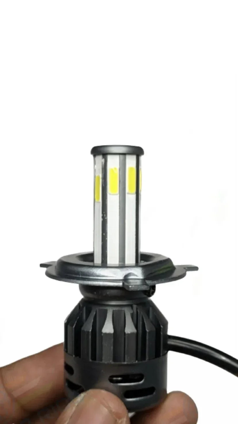HJG M4 Mini ORIGINAL LED Headlight Bulb H4 80W For All Motorcycles (Low and High Beam Bulbs (White) AC/DC 80Watt 4 Side Chip) - Type H4 - Biker.Store - www.biker.store