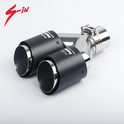 Dual Output Akrapovic Matte Carbon Fiber Exhaust Pipe End Tip for Universal Car - Biker.Store - www.biker.store