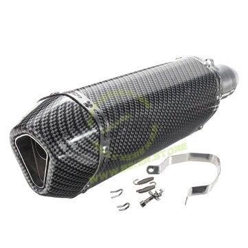 38-51mm Universal Stainless Steel Motorcycle Carbon Fiber Exhaust Muffler Pipe - Big - Biker.Store - www.biker.store