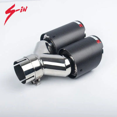 Dual Output Akrapovic Matte Carbon Fiber Exhaust Pipe End Tip for Universal Car - Biker.Store - www.biker.store
