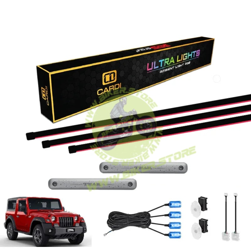 Cardi Ambient Smart LED Ambient Light Strip Kit for Interior Car Lighting, Universal Atmosphere Lamp K3 Plus 7th Gen, 13-in-1 Ambient Lighting Solution. for Mahindra Thar with App and Remote control - Biker.Store - www.biker.store