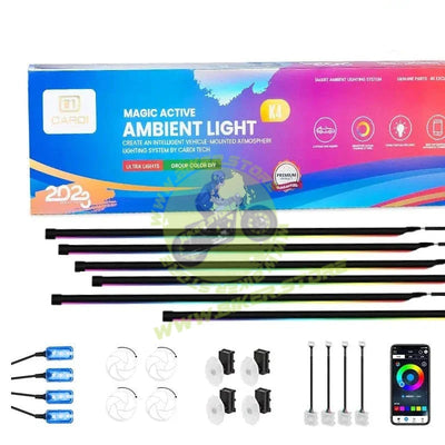 Cardi K4 Plus Ambient Smart LED Ambient Light Strip Kit for Interior Car Lighting, Universal Atmosphere Lamp K4 Plus 7th Gen, 22-in-1 Ambient Lighting Solution with App control - Biker.Store - www.biker.store