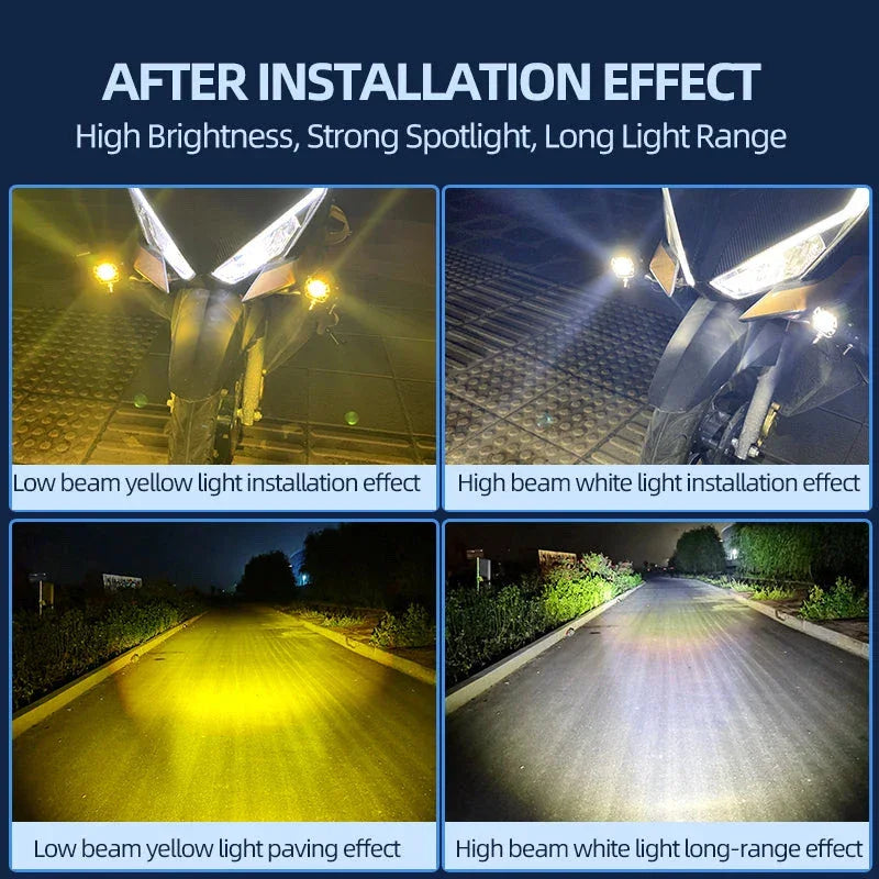 ORIGINAL 40W Yellow/White Motorcycle Mini Driving Fog Light 15000LM High/Low Beam Motorcycle Spot Light (Pack of 1) - Biker.Store - www.biker.store