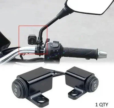 HJG Rear View Mirror Bracket Handlebar Switch Headlight On-Off Switch Handle Bar Grip For Universal For Bike Universal For Bike Mirror-Mount Switch- Waterproof Bike Switch for Fog-Lamps, Headlight, etc (Pack of 1) - Biker.Store - www.biker.store