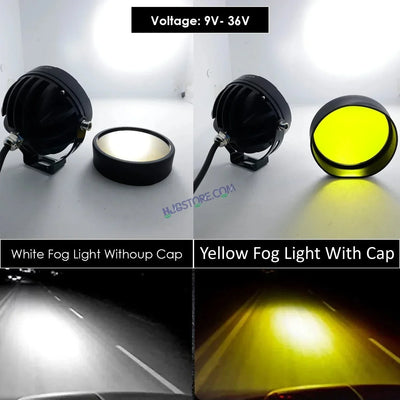 HJG 5 LED 100W Round CREE Foglight Foglamp with Yellow Cover 100W 5 LED HJG 100W 5 LED Car Accessories Led Headlights Lights Led Fog Lights For Motorcycle Car SUV Lights, Set of 2 with Wiring Harness Kit HJG 5 LED Round 100W - Biker.Store - www.biker.store