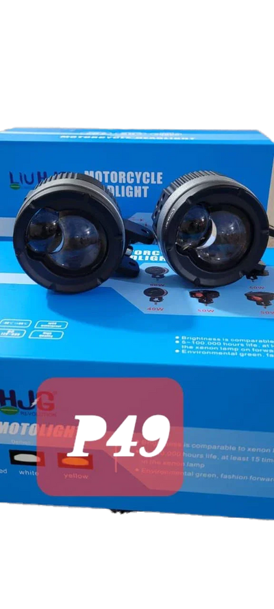 HJG P49 Dual Lens 120W New Model with Power Adaptor Foglight Ultra Wide Dual Intensity LED Driving Fog Lights White/Yellow (2*60W = 120W Total) Universal For All Cars & Bikes - Biker.Store - www.biker.store