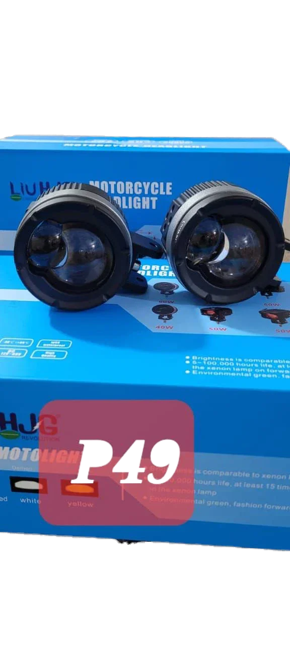 HJG P49 Dual Lens 120W New Model with Power Adaptor Foglight Ultra Wide Dual Intensity LED Driving Fog Lights White/Yellow (2*60W = 120W Total) Universal For All Cars & Bikes - Biker.Store - www.biker.store