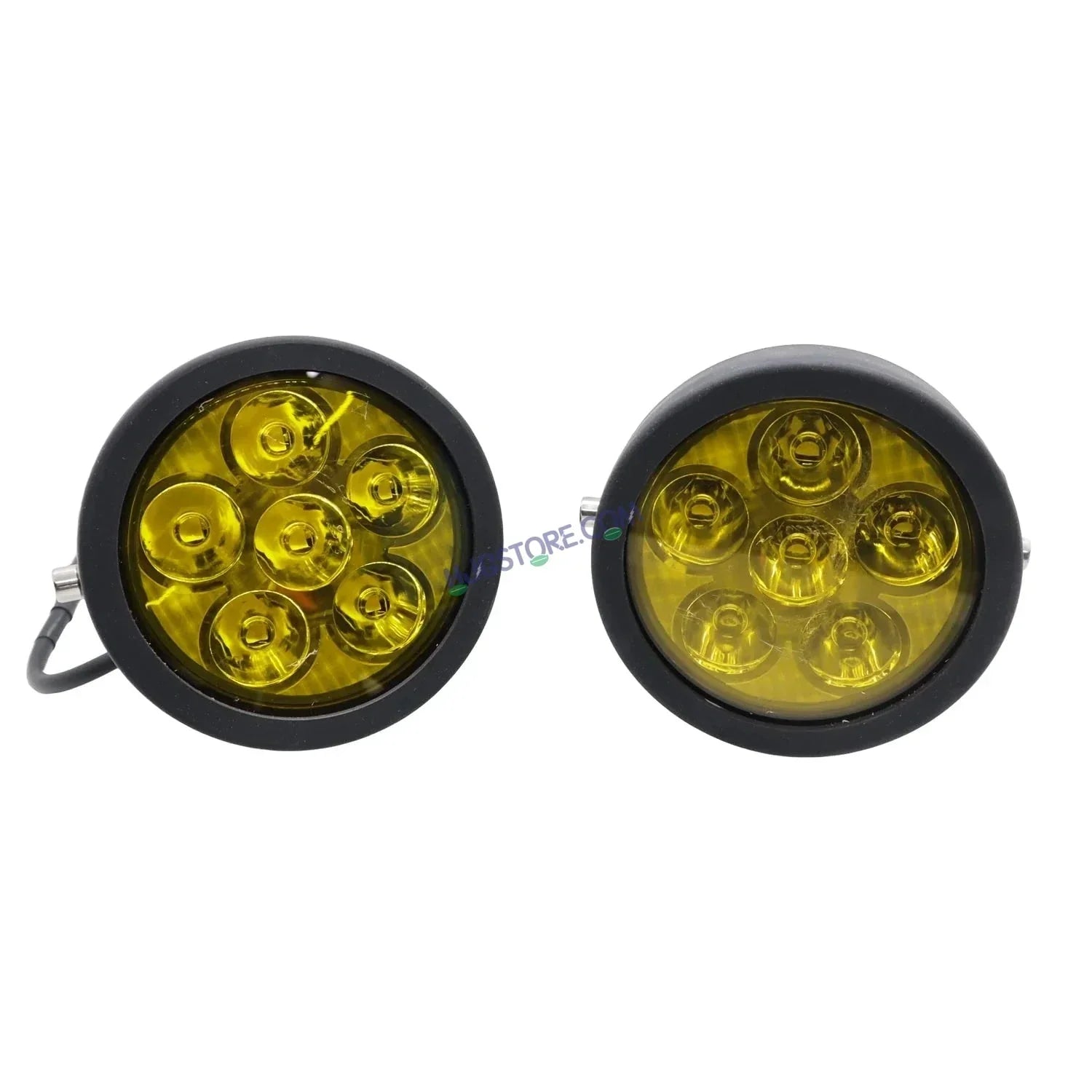 HJG 6 LED 120W Round CREE Foglight Foglamp with Yellow Cover 120W 6 LED HJG 120W 5 LED Car Accessories Led Headlights Lights Led Fog Lights For Motorcycle Car SUV Lights, Set of 2 with Wiring Harness Kit HJG 6 LED Round 120W - Biker.Store - www.biker.store
