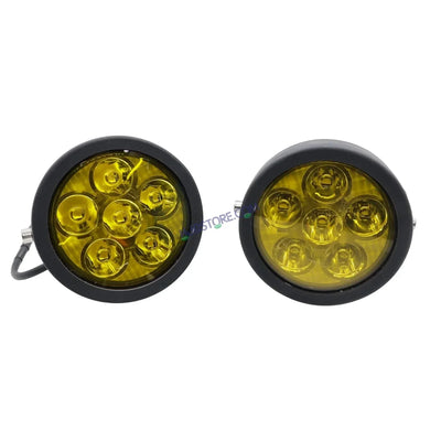 HJG 6 LED 120W Round CREE Foglight Foglamp with Yellow Cover 120W 6 LED HJG 120W 5 LED Car Accessories Led Headlights Lights Led Fog Lights For Motorcycle Car SUV Lights, Set of 2 with Wiring Harness Kit HJG 6 LED Round 120W - Biker.Store - www.biker.store