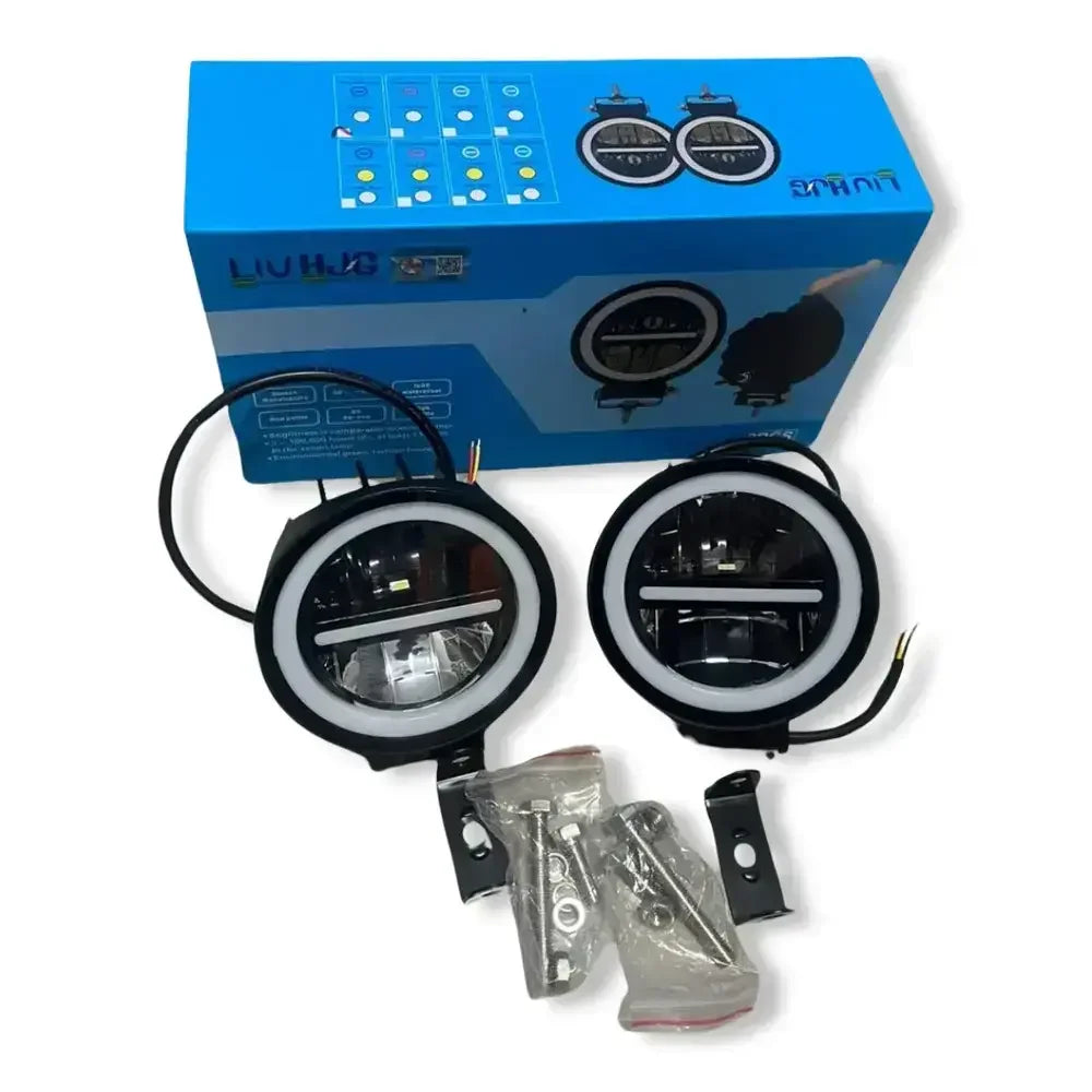HJG Original 140W MINUS LIGHT Dual Color Yellow/White LED Fog Lights with Yellow Filter Cap for Bikes, Cars, Jeeps - Biker.Store - www.biker.store