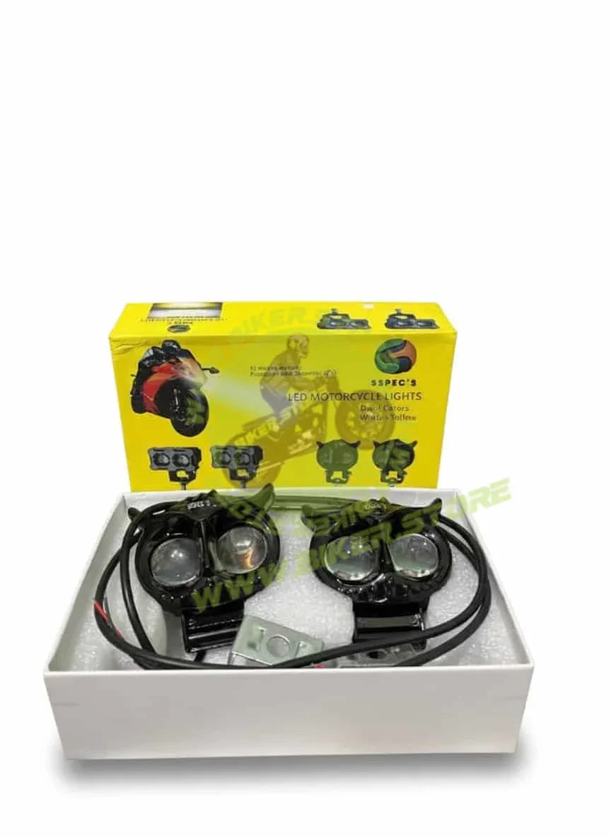 SSPEC Owl-Shaped Motorcycle Lights (White+Yellow Pair) - Biker.Store - www.biker.store