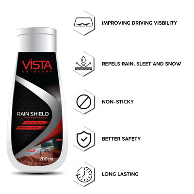 Vista Rain Shield 200 ml Rain Repellent for Windscreen and Window Glass - Biker.Store - www.biker.store