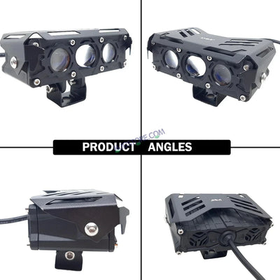 HJG New S75 Triple Projector Lens 180W Foglight Triple LED Projector Fog Lens 180W with Red DRL Foglight Ultra Wide Dual Intensity LED Fog Lights White/Yellow/Red DRL Projector (180W) Universal For All Cars & Bikes LIU HJG S75 Triple Projector Lens - Biker.Store - www.biker.store
