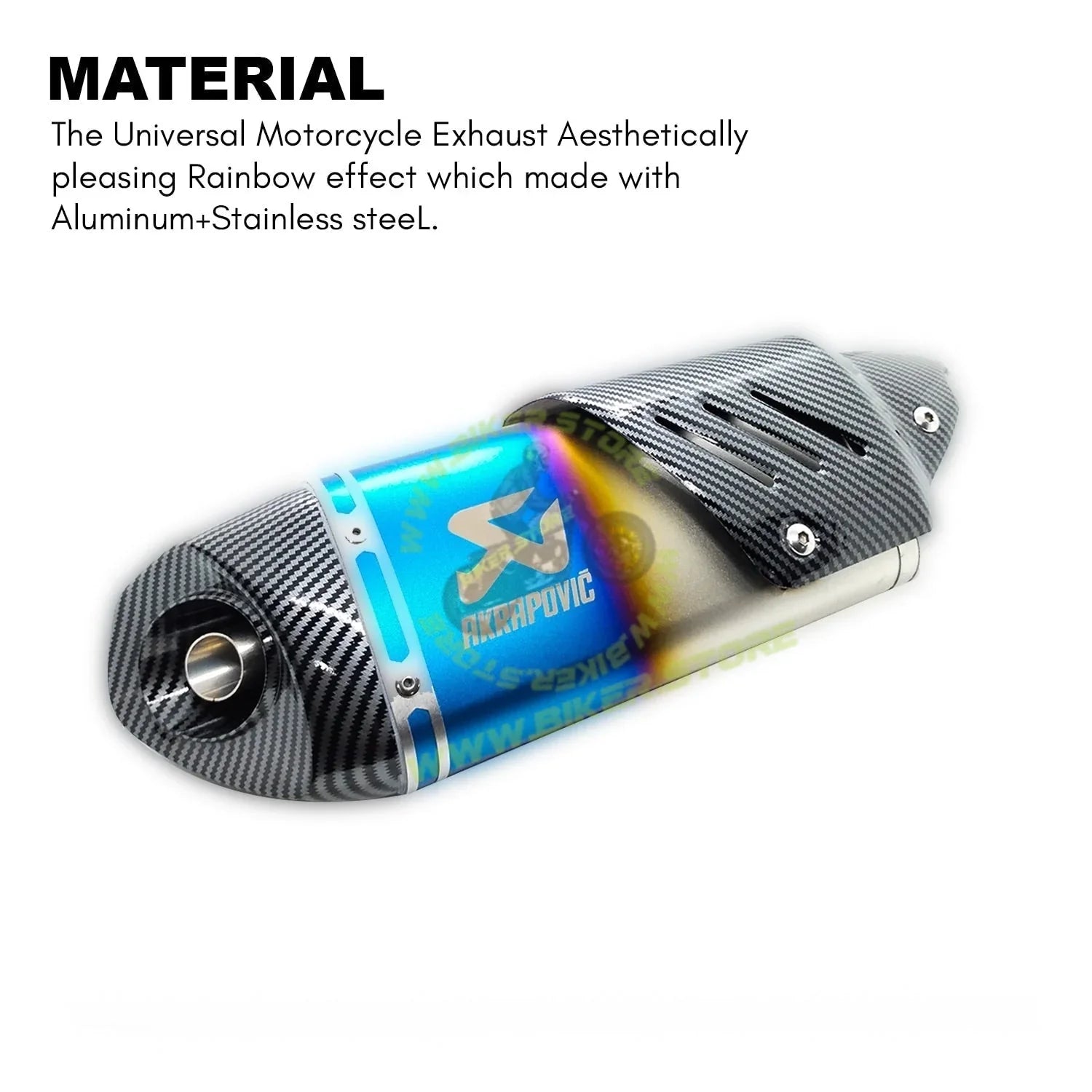Akrapovic Motorcycle Universal Racing Exhaust for Yamaha R15v3 v2 v1 MT-15 Bajaj KTM Kawasaki Z900 Z800 Ninja (Rainbow Colour) - Biker.Store - www.biker.store