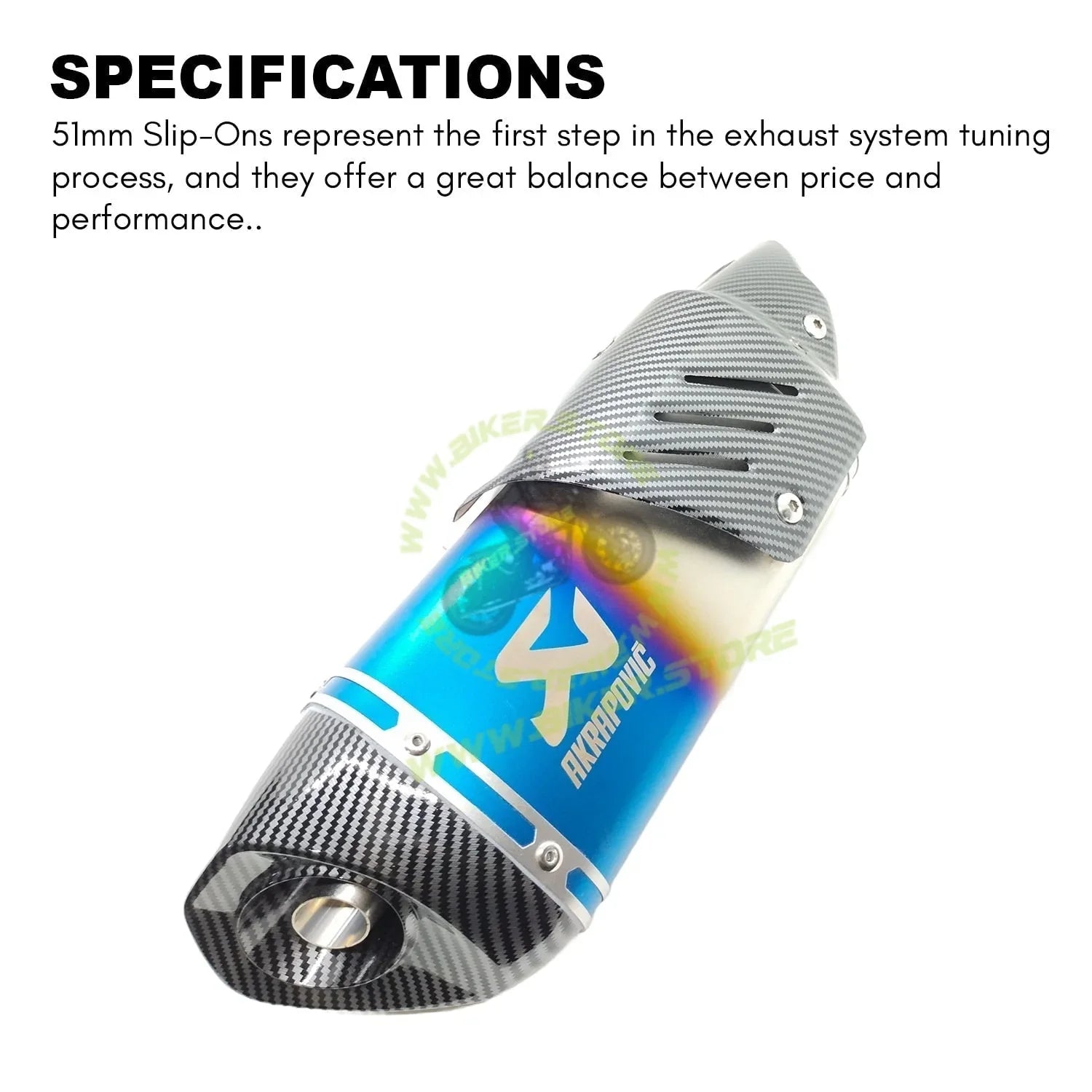 Akrapovic Motorcycle Universal Racing Exhaust for Yamaha R15v3 v2 v1 MT-15 Bajaj KTM Kawasaki Z900 Z800 Ninja (Rainbow Colour) - Biker.Store - www.biker.store