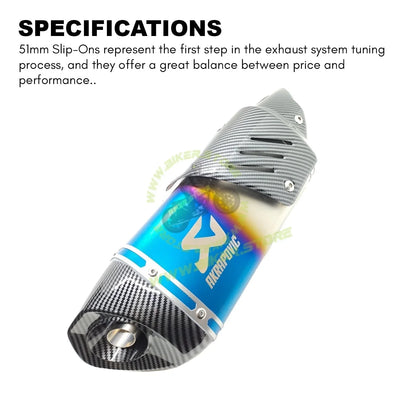 Akrapovic Motorcycle Universal Racing Exhaust for Yamaha R15v3 v2 v1 MT-15 Bajaj KTM Kawasaki Z900 Z800 Ninja (Rainbow Colour) - Biker.Store - www.biker.store
