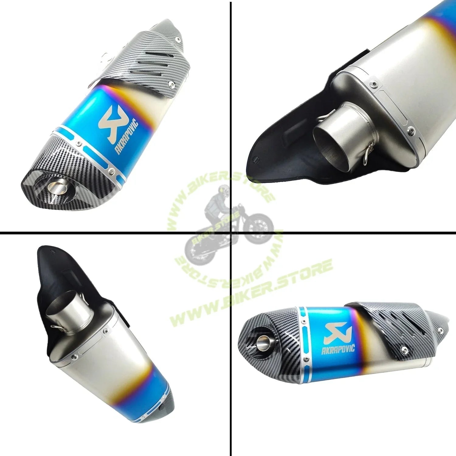 Akrapovic Motorcycle Universal Racing Exhaust for Yamaha R15v3 v2 v1 MT-15 Bajaj KTM Kawasaki Z900 Z800 Ninja (Rainbow Colour) - Biker.Store - www.biker.store