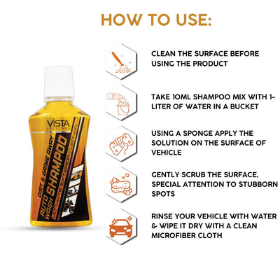 Vista Auto Wash Shampoo 500 ml - pH Balance Formula, For Car And Bike - Biker.Store - www.biker.store