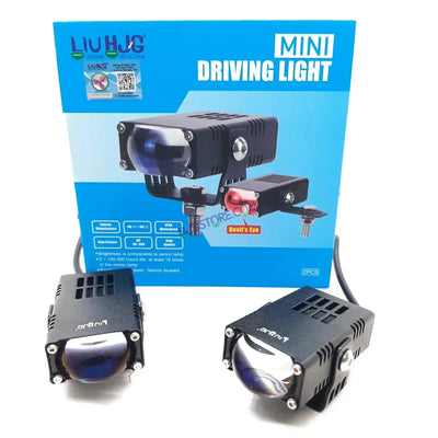 LIUHJG LIU HJG Waymaker Fog Light Dual Colour Fog Light Mini Drive Yellow White & Red Devil Eye Slim Drive Light Version 4 With Red Devil Eye And Wiring With Canbus Universal For All Cars and Motorcycles (2Pcs) HJG - Biker.Store - www.biker.store