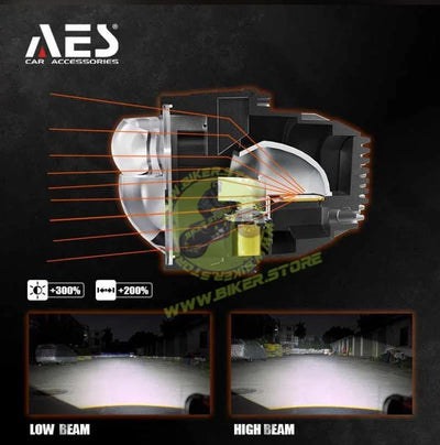 AES FX 2 Laser Bi-Led Fog Projector 3 inch - Biker.Store - www.biker.store