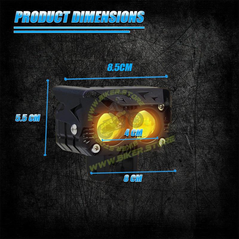 Moto Genius JX-130 WITHOUT HARNESS 40W Dual Color LED Fog Light for Motorcycles | 2 LED Dual Beam White & Yellow | Waterproof Auxiliary Driving Lamp (Pack of 2) - Biker.Store - www.biker.store