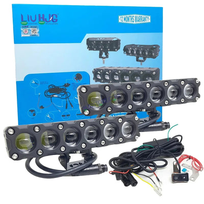 HJG Future Eyes 6 Lens Heavy with Remote Wiring Harness Kit 180W 6 Lens MEGA DRIVE Fog Light For Bike/Car/Thar/Jeep ( Cool White, 90W each * 2 = 180W Total ) - Pack of 2 HJG Future Eyes 6 Lens with Remote Wiring Harness Kit - Biker.Store - www.biker.store