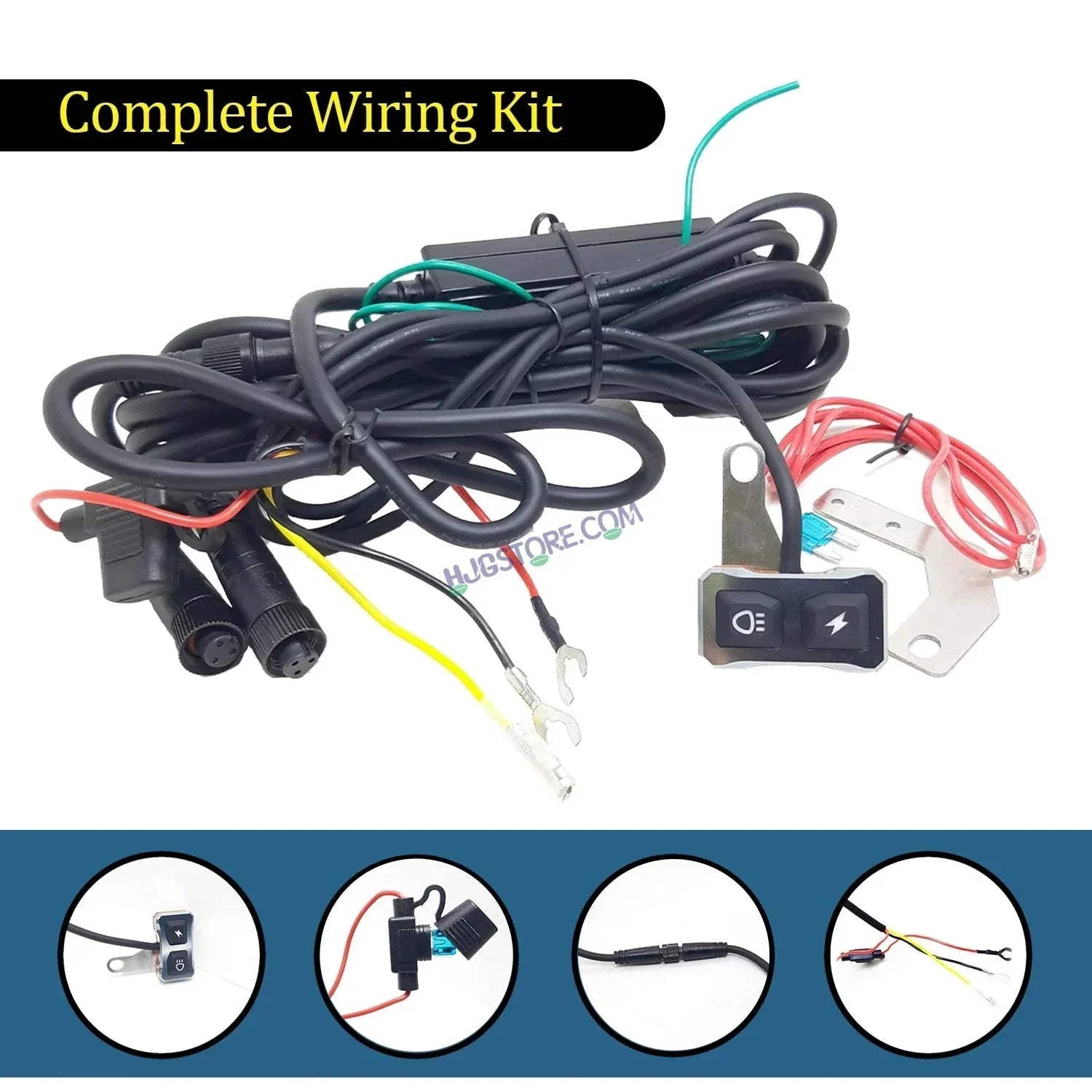HJG Future Eyes 6 Lens Heavy with Remote Wiring Harness Kit 180W 6 Lens MEGA DRIVE Fog Light For Bike/Car/Thar/Jeep ( Cool White, 90W each * 2 = 180W Total ) - Pack of 2 HJG Future Eyes 6 Lens with Remote Wiring Harness Kit - Biker.Store - www.biker.store