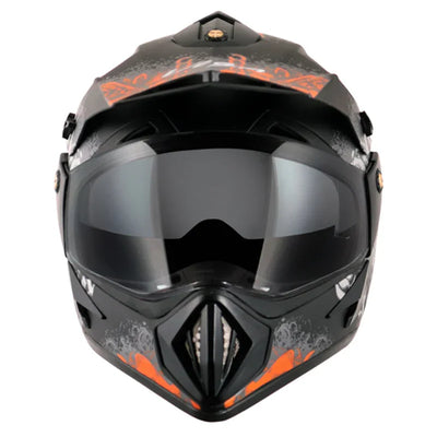 Vega Off Road D/V Gangster Dull Black Orange Helmet - Biker.Store - www.biker.store