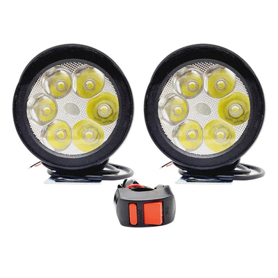 HJG LED Fog Lights for Bikes and Cars High Power, Heavy clamp and Strong ABS Plastic. (6 led Cap Set with Switch) - Biker.Store - www.biker.store