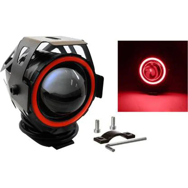 HJG Projector Angel Eyes LED Fog Light For Bike Universal For All Bike (Set of 2 with switch) - Biker.Store - www.biker.store