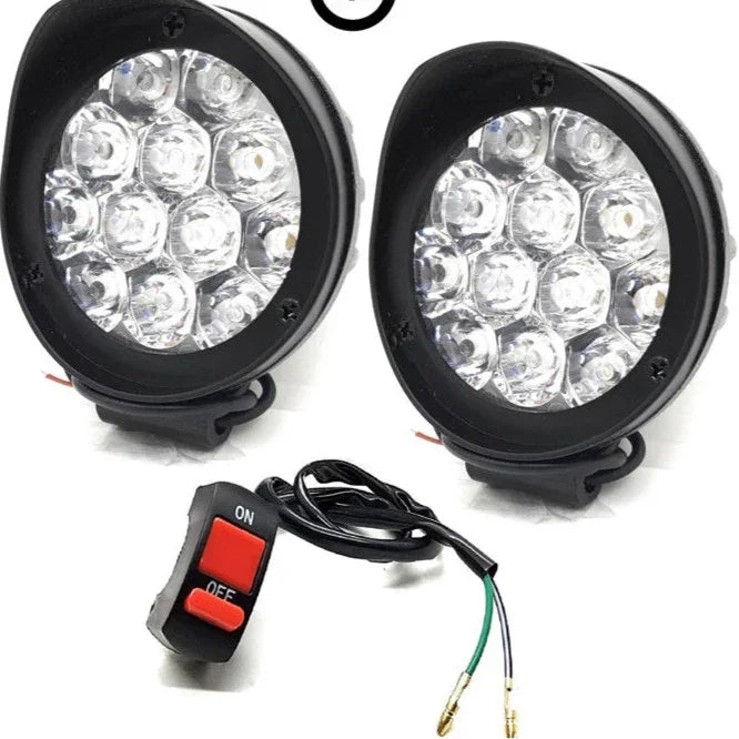 HJG 12 LED Cap Fog Light For Universal For Bike Universal For Car (Set of 2 with Switch) - Biker.Store - www.biker.store