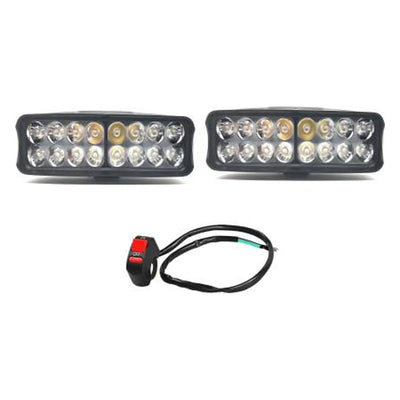16 LED Fog Lights for Bikes and Cars High Power, Heavy clamp and Strong ABS Plastic. (16 led Pair with Switch) - Biker.Store - www.biker.store