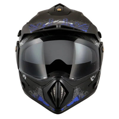 Vega Off Road D/V Gangster Dull Black Blue Helmet - Biker.Store - www.biker.store