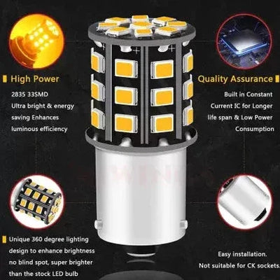 Orange LED Indicator Bulb Bright 360° Reflecting LED Indicator Bulbs Light (STRAIGHT PIN LED ) 2pc Indicator Light Car, Motorbike LED (12 V, 10 W) (Universal For Bike, Universal For Car, Pack of 1) - Biker.Store - www.biker.store