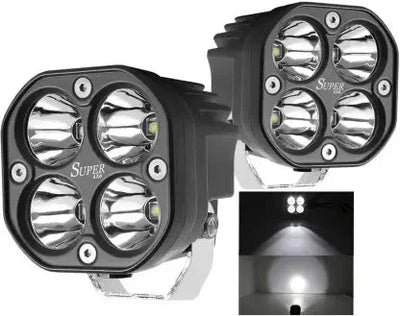 Super IMPORTED 120W Bike 4x4 LED FOG LIGHT ORIGINAL Super Bright Spot Flood Beam Driving Lamp for All Motorcycles & Bikes (120W (2 * 60W), White Light, 2 PCS) - Biker.Store - www.biker.store