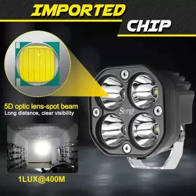 Super IMPORTED 120W Bike 4x4 LED FOG LIGHT ORIGINAL Super Bright Spot Flood Beam Driving Lamp for All Motorcycles & Bikes (120W (2 * 60W), White Light, 2 PCS) - Biker.Store - www.biker.store