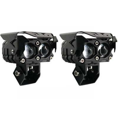 HJG Double Lens Dual Tone Fog Light with Smart LED 12-80W with Universal Fit for All Cars and Bikes (Hjg Original) - Yellow/ White - Biker.Store - www.biker.store
