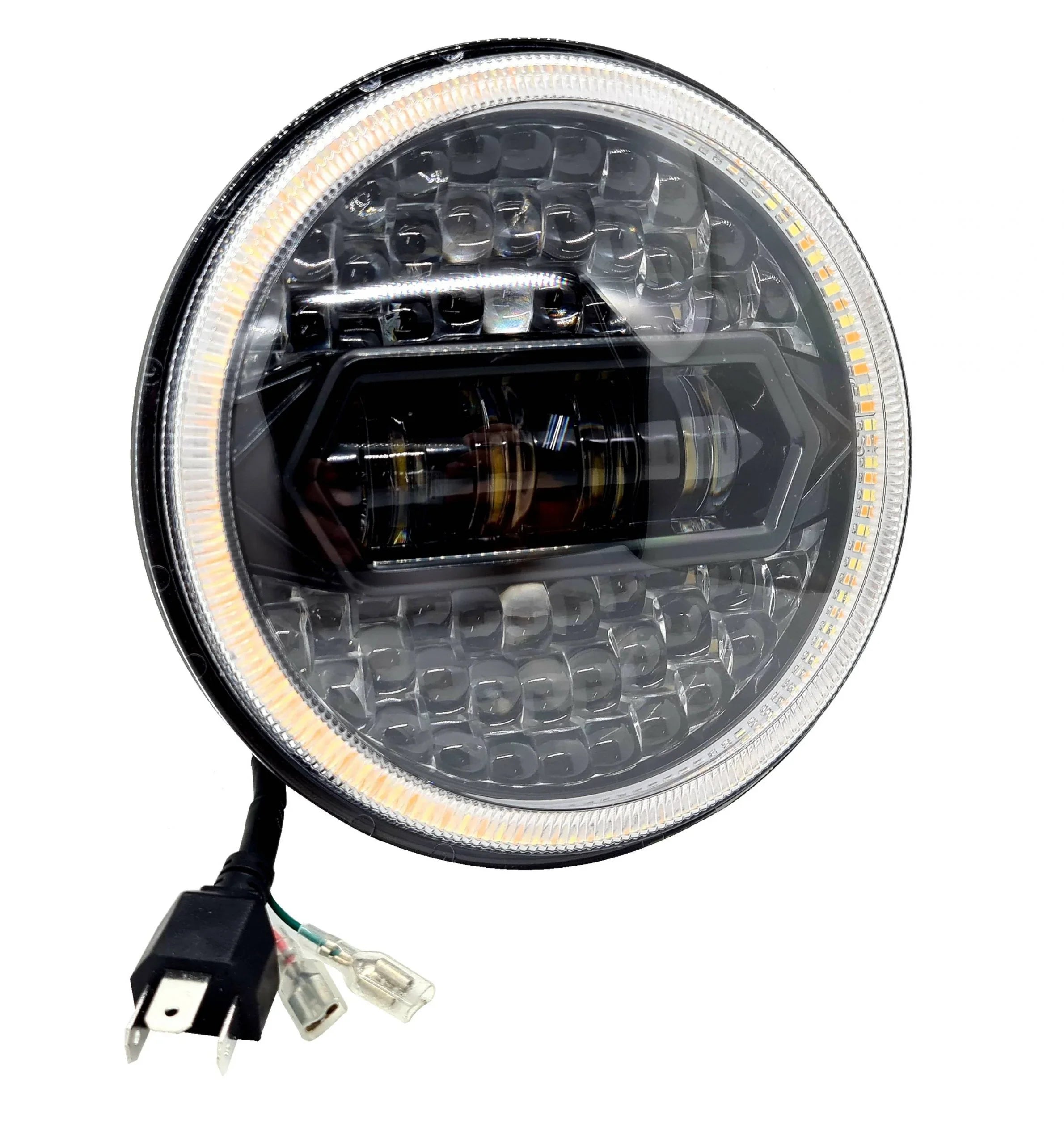 7 Inch Diamond Cut Round Led Headlight Fits in Royal Enfield all model and Mahindra Thar - Biker.Store - www.biker.store